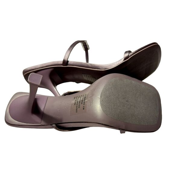 Steve Madden Aislinn Lilac Satin Strappy Rhinestone Detail Slip-On Sandals 6.5M - Picture 10 of 11